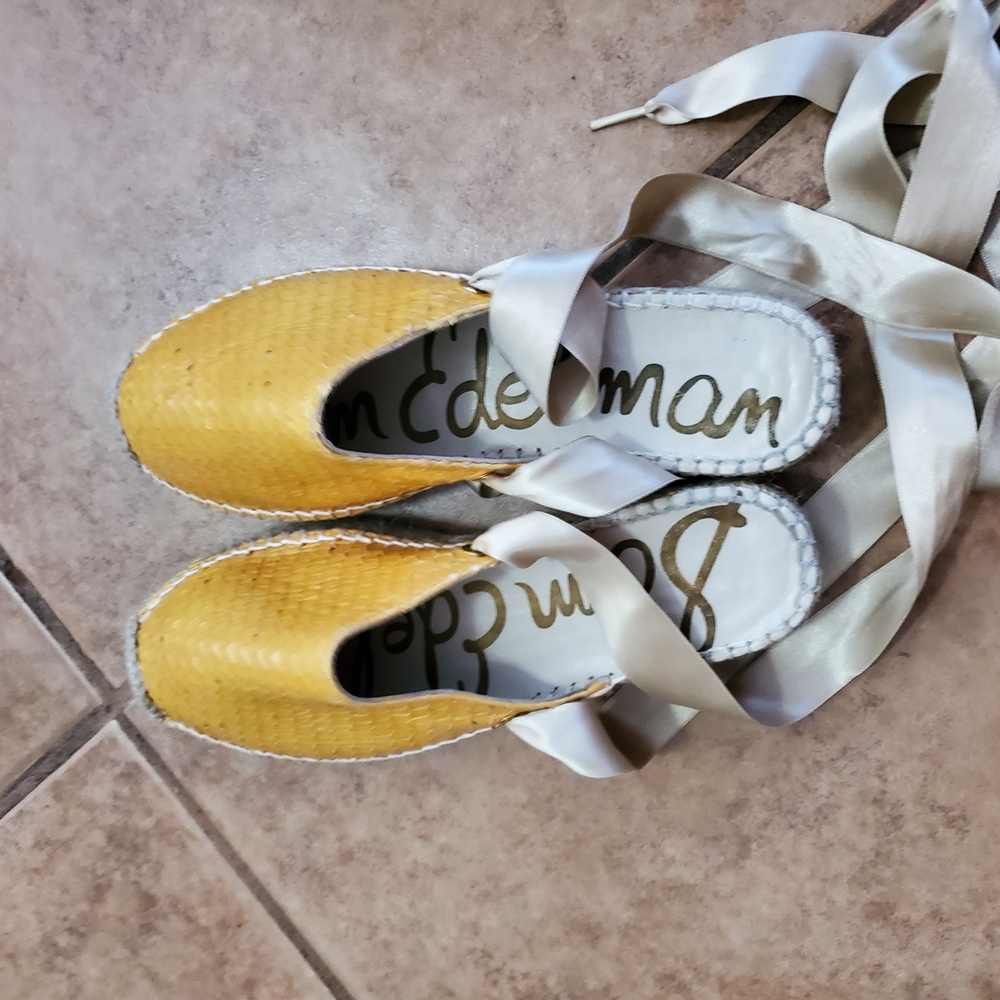 Sam Edelman Yellow Espadrilles with Ribbon Ties